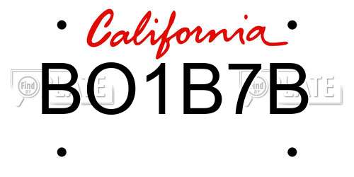 BO1B7B California License Plate