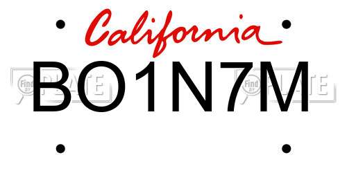 BO1N7M California License Plate