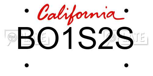 BO1S2S California License Plate