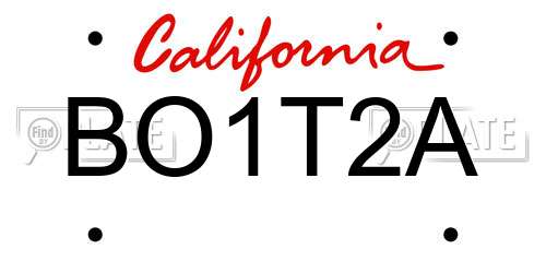 BO1T2A California License Plate