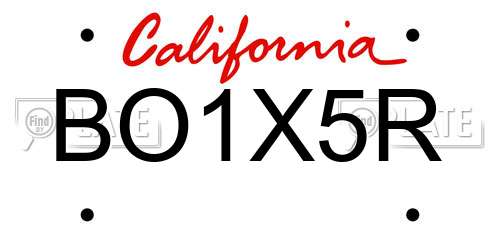 BO1X5R California License Plate