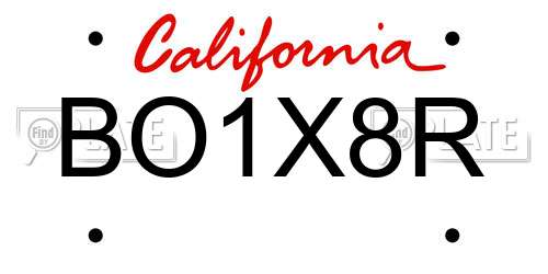 BO1X8R California License Plate