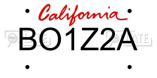 BO1Z2A California License Plate