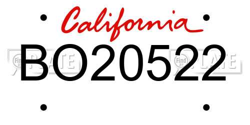 BO20522 California License Plate