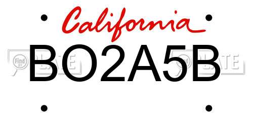 BO2A5B California License Plate