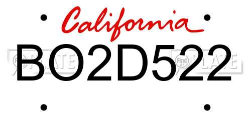 BO2D522 California License Plate