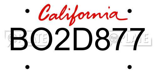 BO2D877 California License Plate