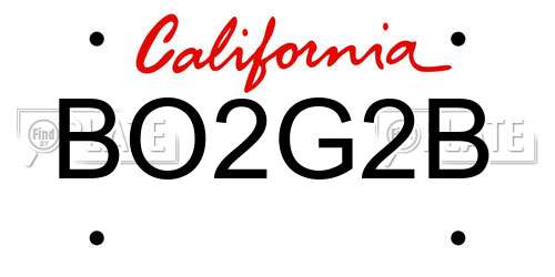 BO2G2B California License Plate