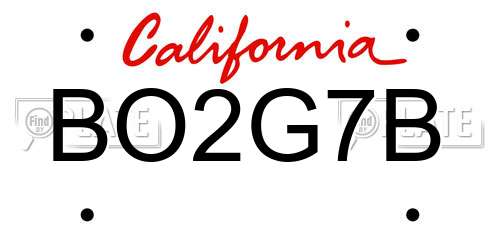 BO2G7B California License Plate
