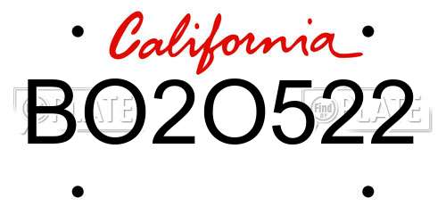 BO2O522 California License Plate