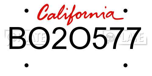 BO2O577 California License Plate