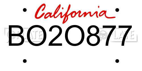 BO2O877 California License Plate