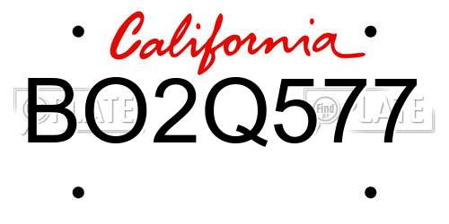 BO2Q577 California License Plate