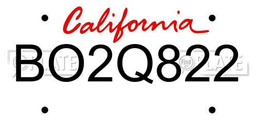BO2Q822 California License Plate