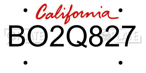 BO2Q827 California License Plate