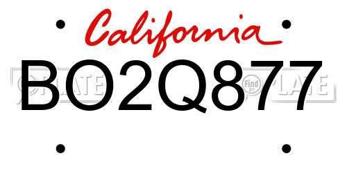 BO2Q877 California License Plate