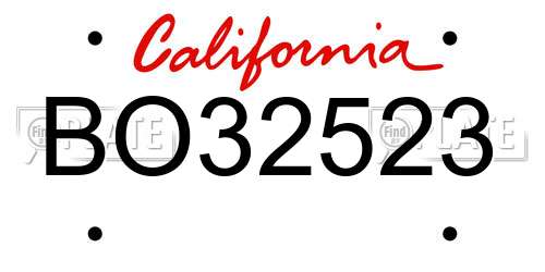 BO32523 California License Plate