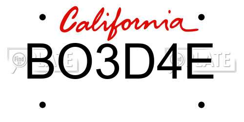 BO3D4E California License Plate