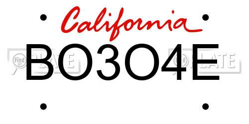 BO3O4E California License Plate