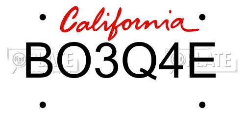 BO3Q4E California License Plate