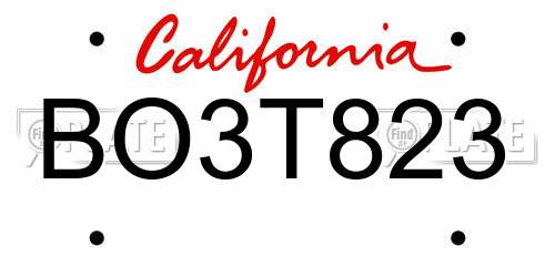 BO3T823 California License Plate