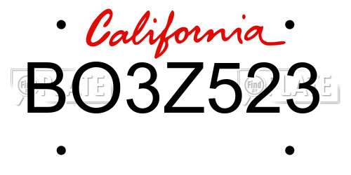 BO3Z523 California License Plate