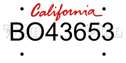 BO43653 California License Plate