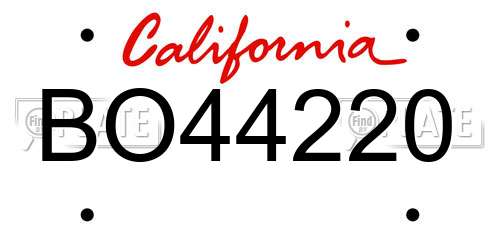 BO44220 California License Plate