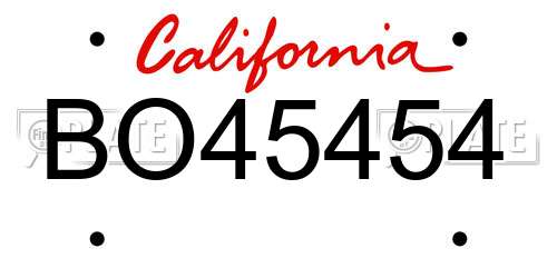 BO45454 California License Plate