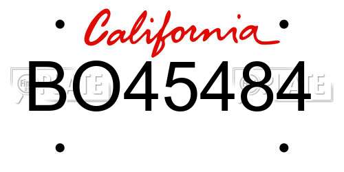 BO45484 California License Plate