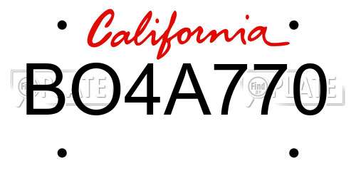 BO4A770 California License Plate