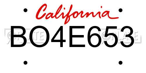 BO4E653 California License Plate