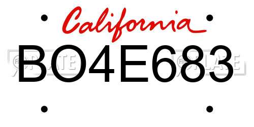 BO4E683 California License Plate
