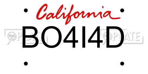 BO4I4D California License Plate