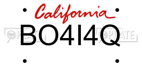 BO4I4Q California License Plate