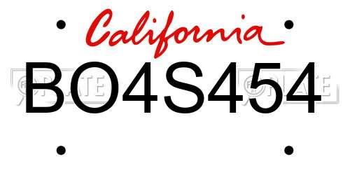 BO4S454 California License Plate