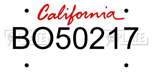 BO50217 California License Plate