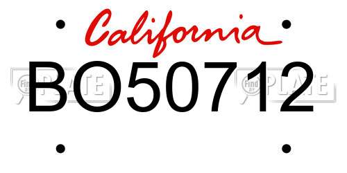 BO50712 California License Plate