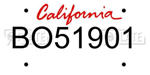 BO51901 California License Plate