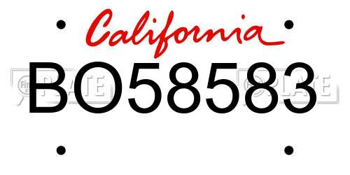 BO58583 California License Plate