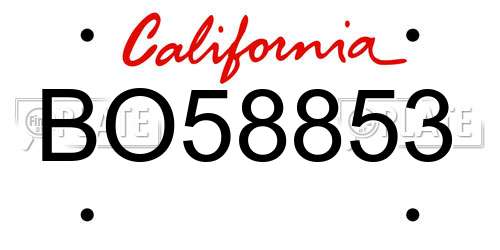 BO58853 California License Plate