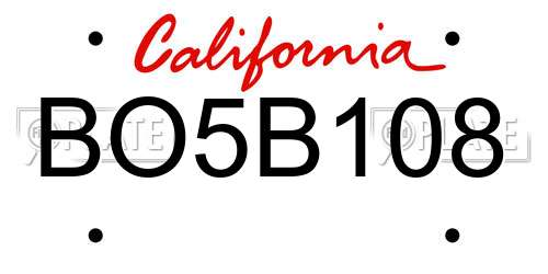 BO5B108 California License Plate