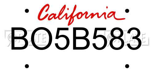 BO5B583 California License Plate