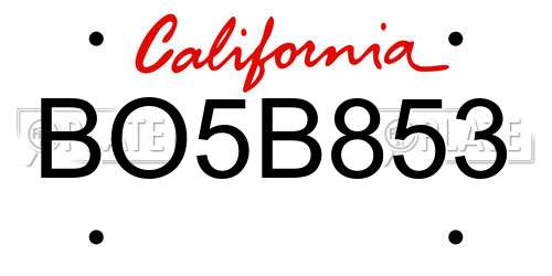 BO5B853 California License Plate