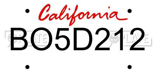 BO5D212 California License Plate