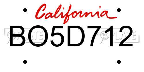 BO5D712 California License Plate