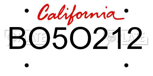 BO5O212 California License Plate