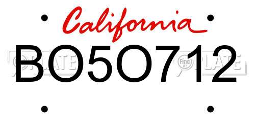 BO5O712 California License Plate