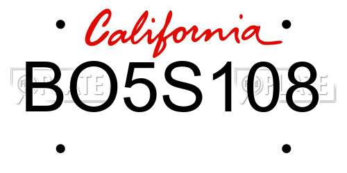 BO5S108 California License Plate