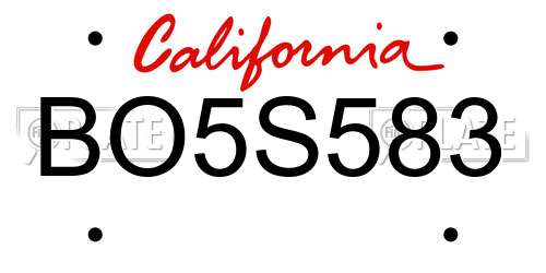 BO5S583 California License Plate